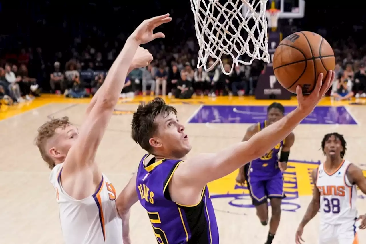 Lakers beat Suns’ backups to keep hopes alive of avoiding play-in