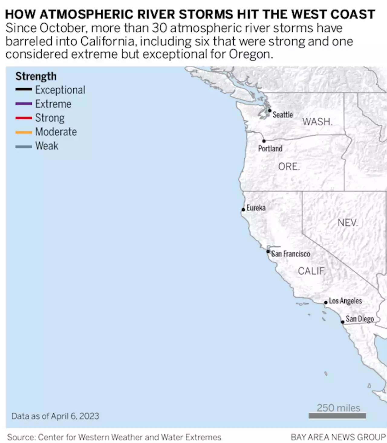 Animated map: Watch 30-plus atmospheric rivers slam into California