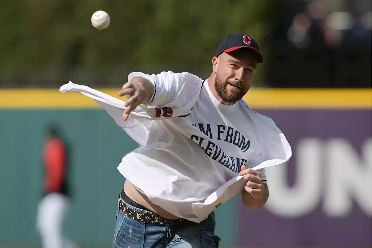 Watch Travis Kelce's Epic First Pitch Fail at Guardians Game