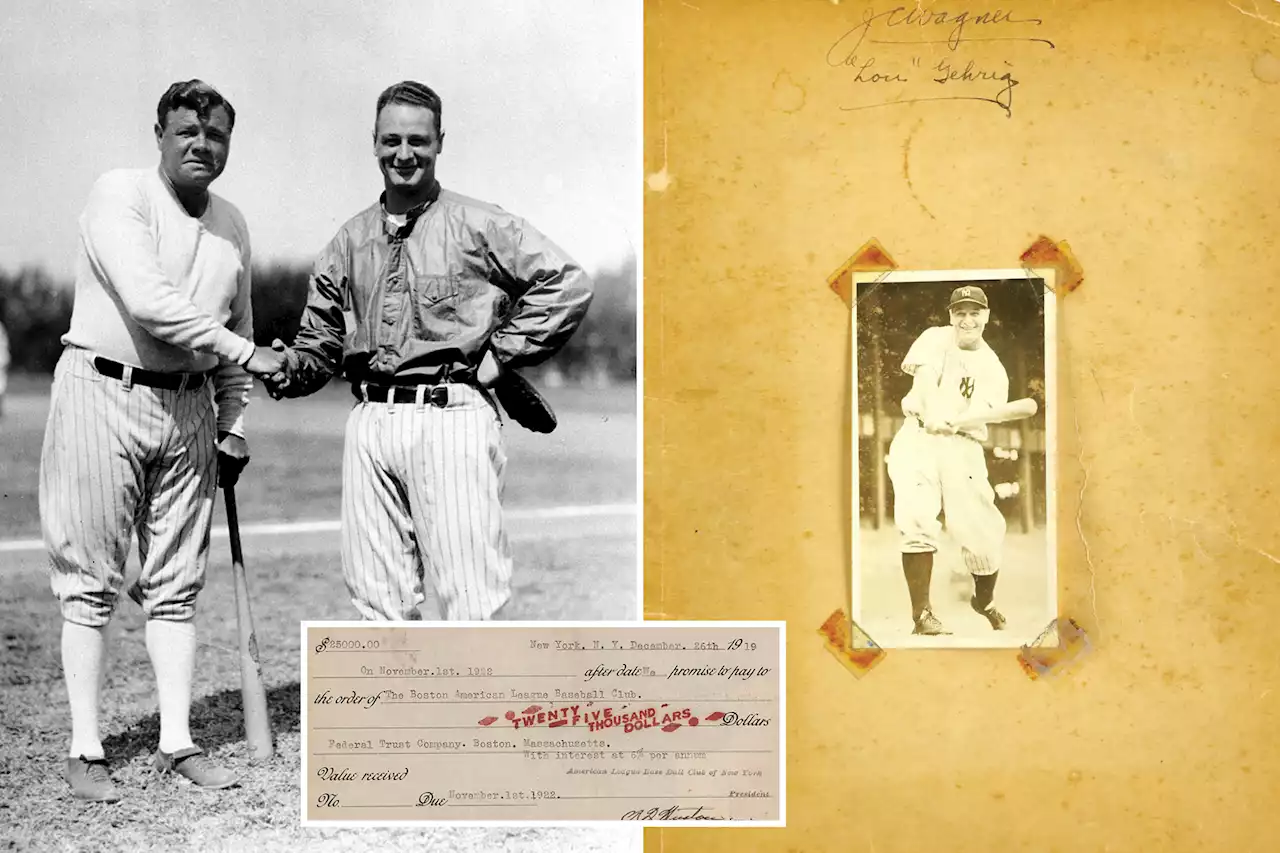 Babe Ruth’s Yankees sale docs, Lou Gehrig’s notebook headline auction