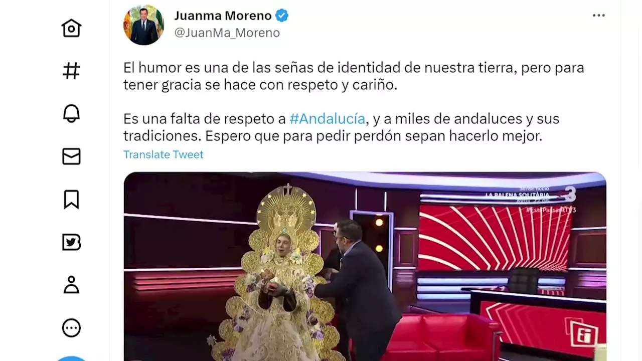 Juan Manuel Moreno y entidades andaluzas exigen disculpas a TV3 por una parodia de la Virgen del Rocío - RTVE.es