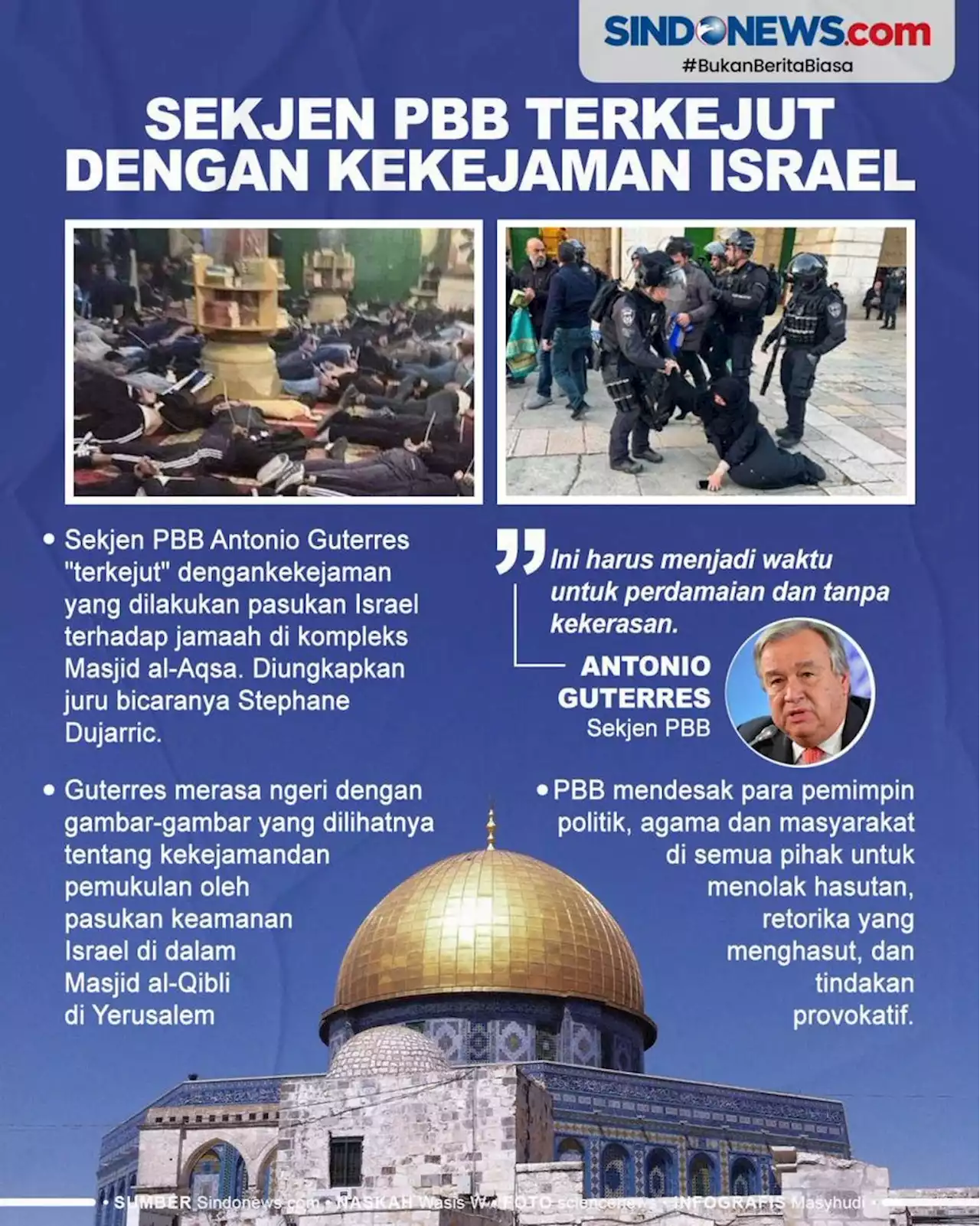 Sekjen PBB Terkejut dengan Kekejaman Israel di Masjid Al-Aqsa