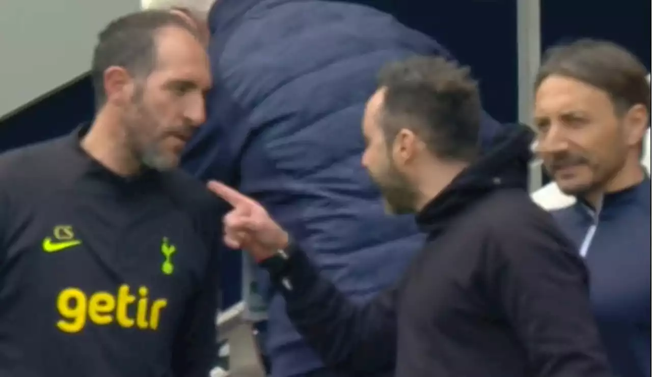 Stellini and De Zerbi involved in TWO touchline bust-ups during Tottenham vs Brighton