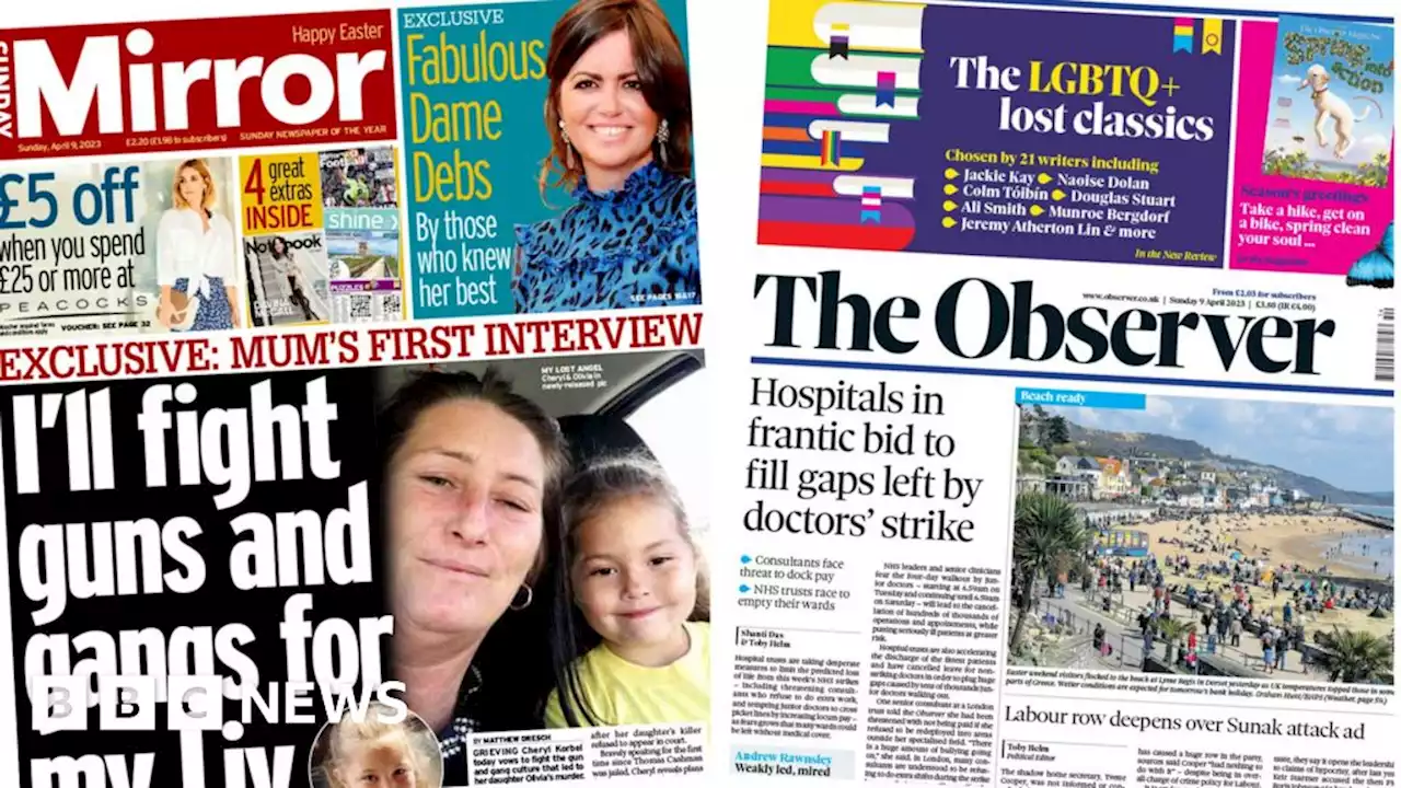 Newspaper headlines: Doctor strike 'desperate measures' and 'Olivia mum speaks'