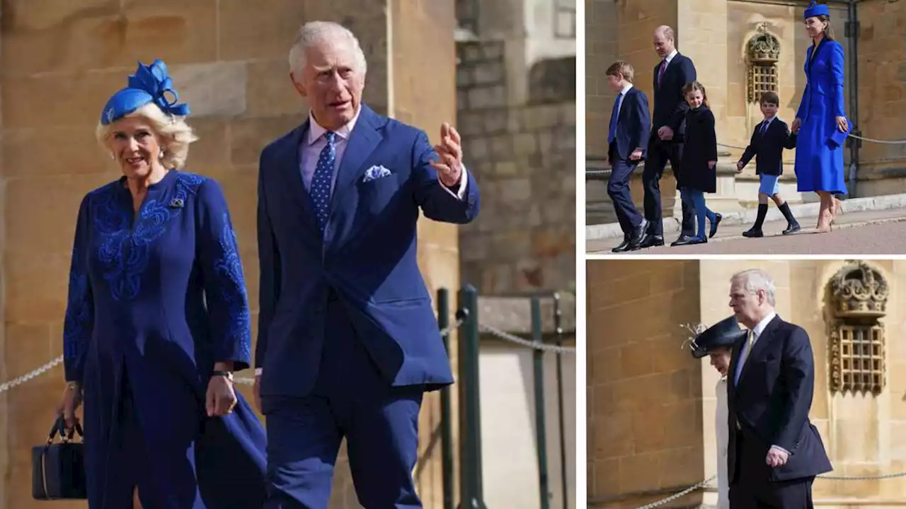 Royal family wear royal blue for traditional Easter Sunday church service