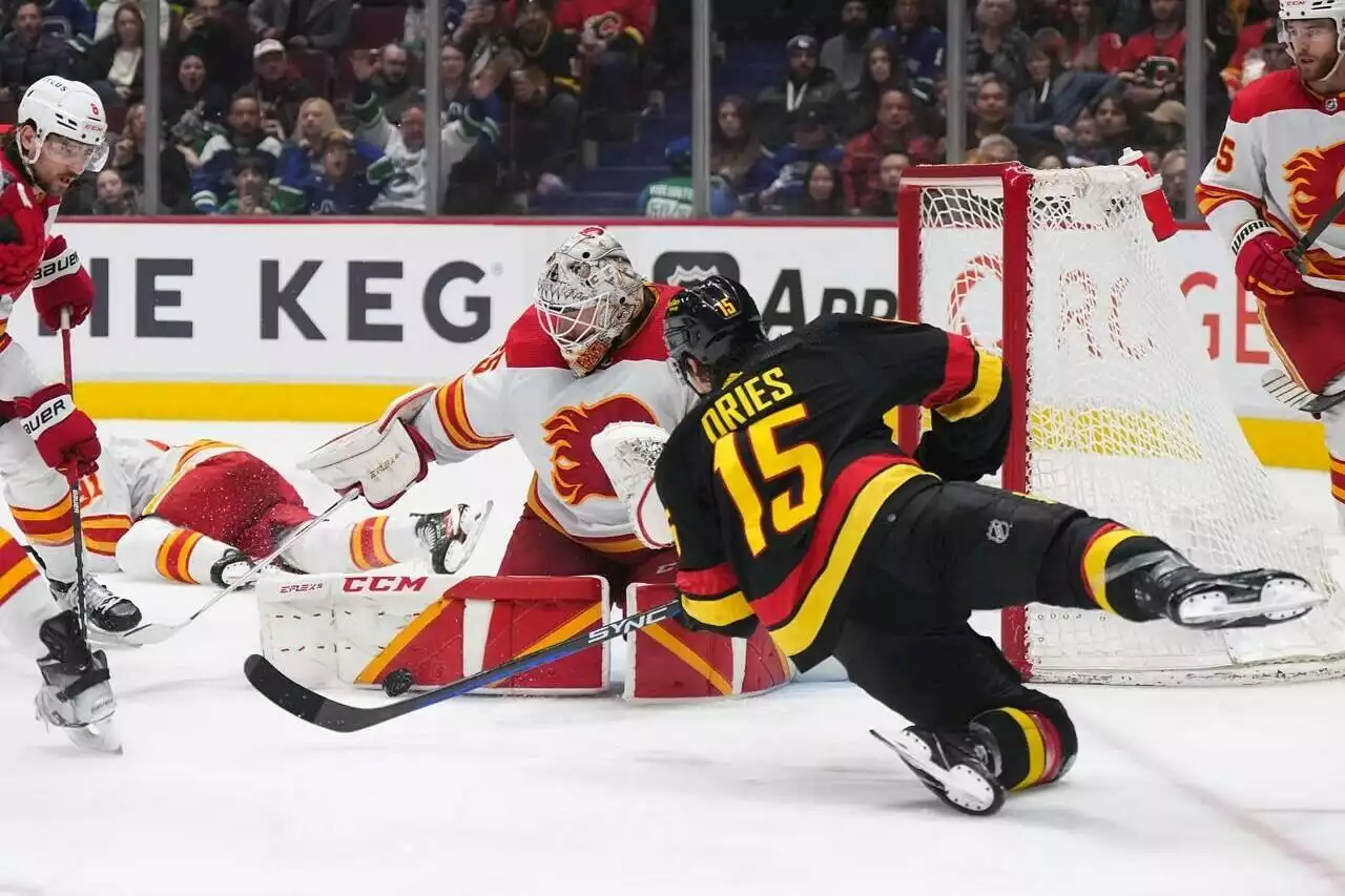 Canucks hand Flames 3-2 shootout loss, dimming Calgary’s playoff hopes - Terrace Standard