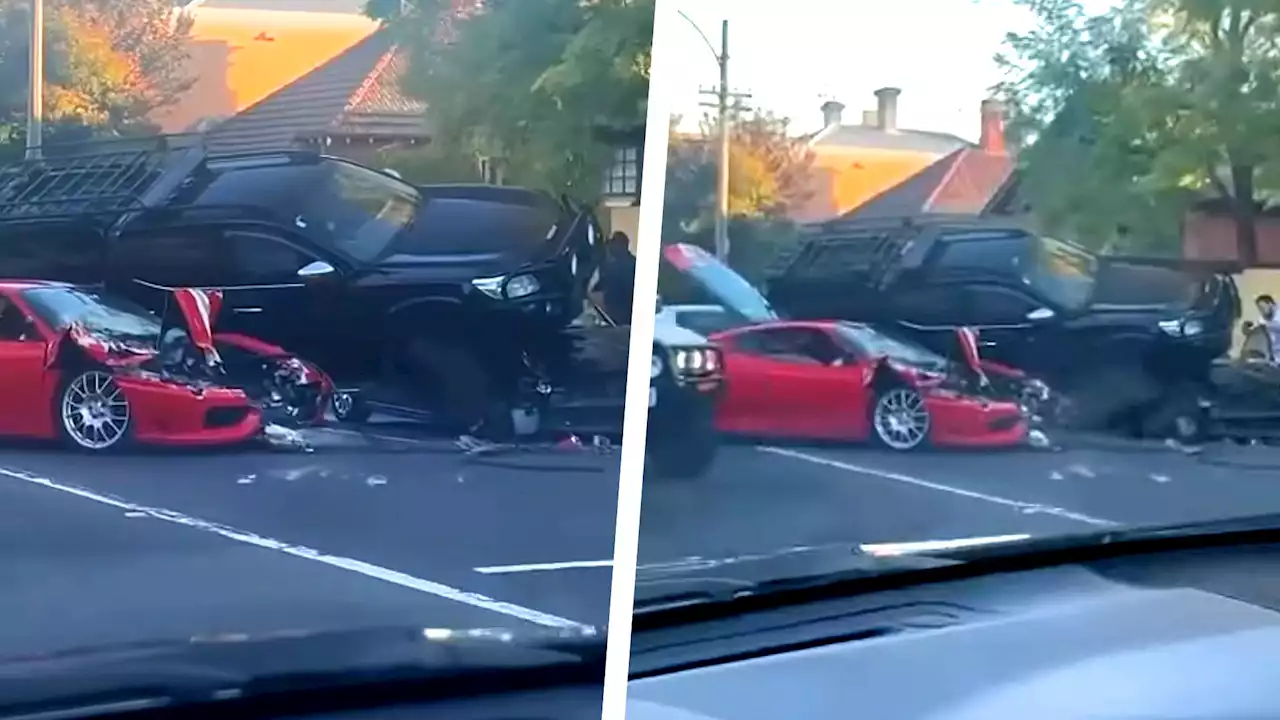 Ferrari 360 Challenge Stradale Crashes Into A Nissan Pickup Sending It Over A Subaru | Carscoops