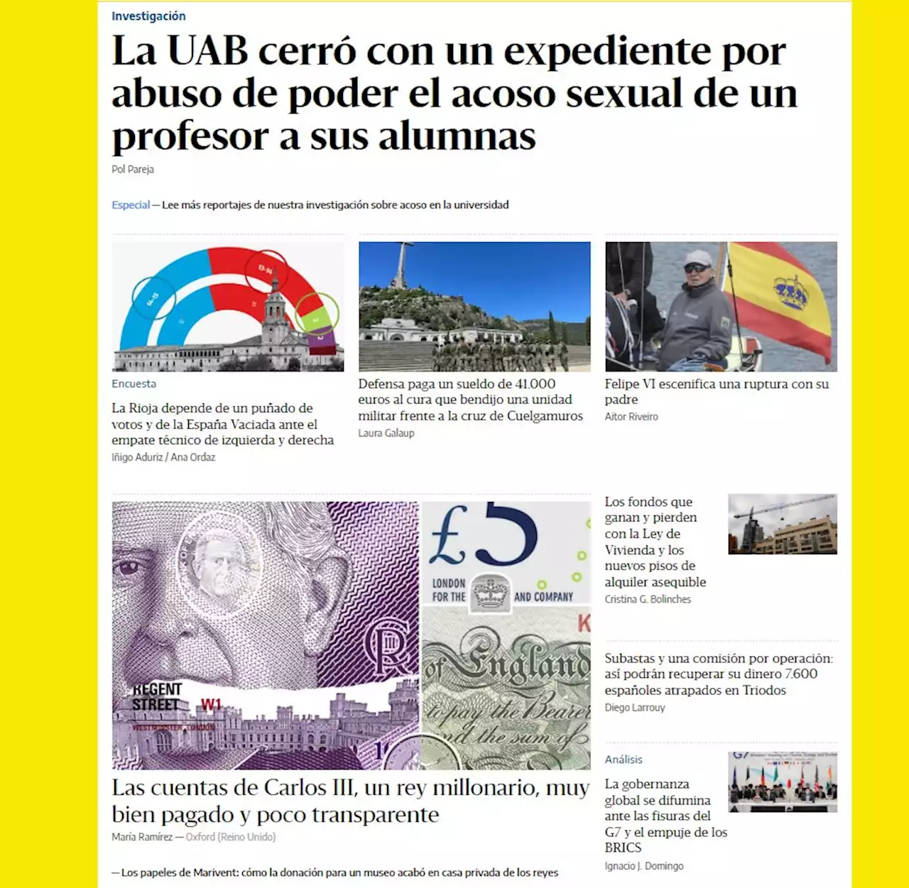 La portada del 2 de mayo de 2023 - elDiario.es