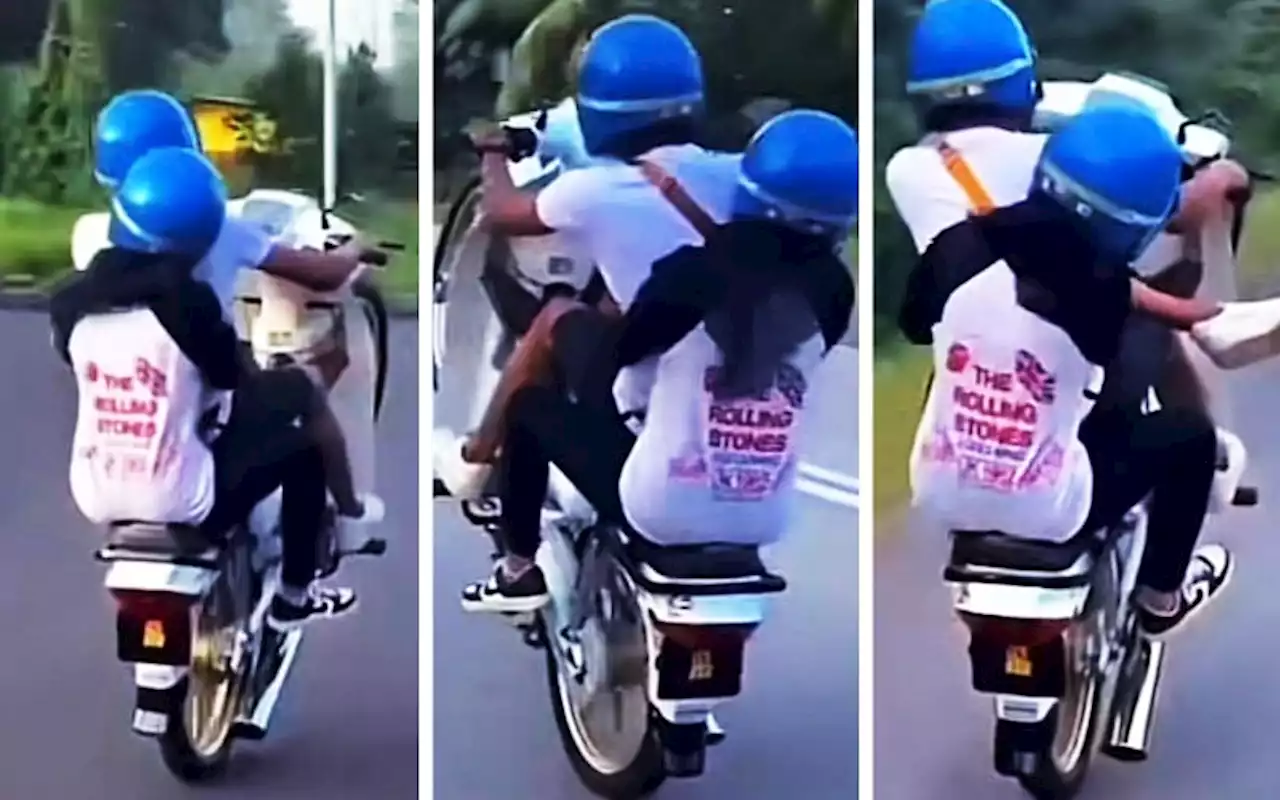 Pasangan kekasih buat aksi ‘wheelie’ ditahan polis