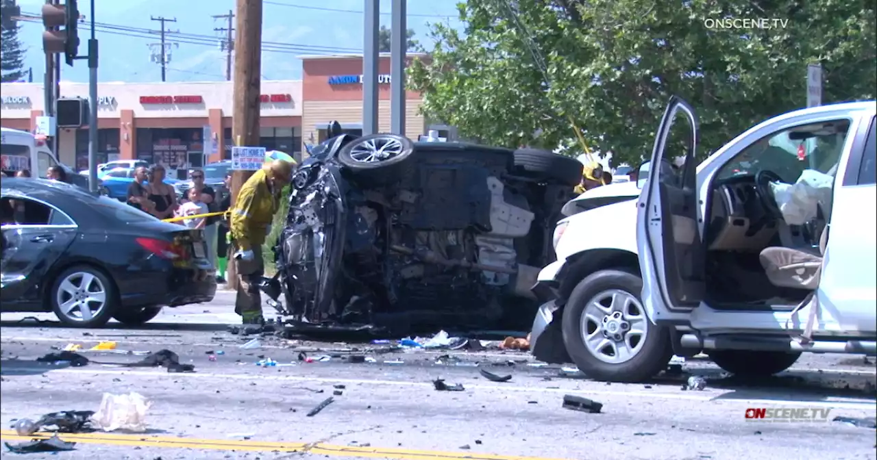 7 hospitalized after driver in stolen car runs red light in San Bernardino, police say