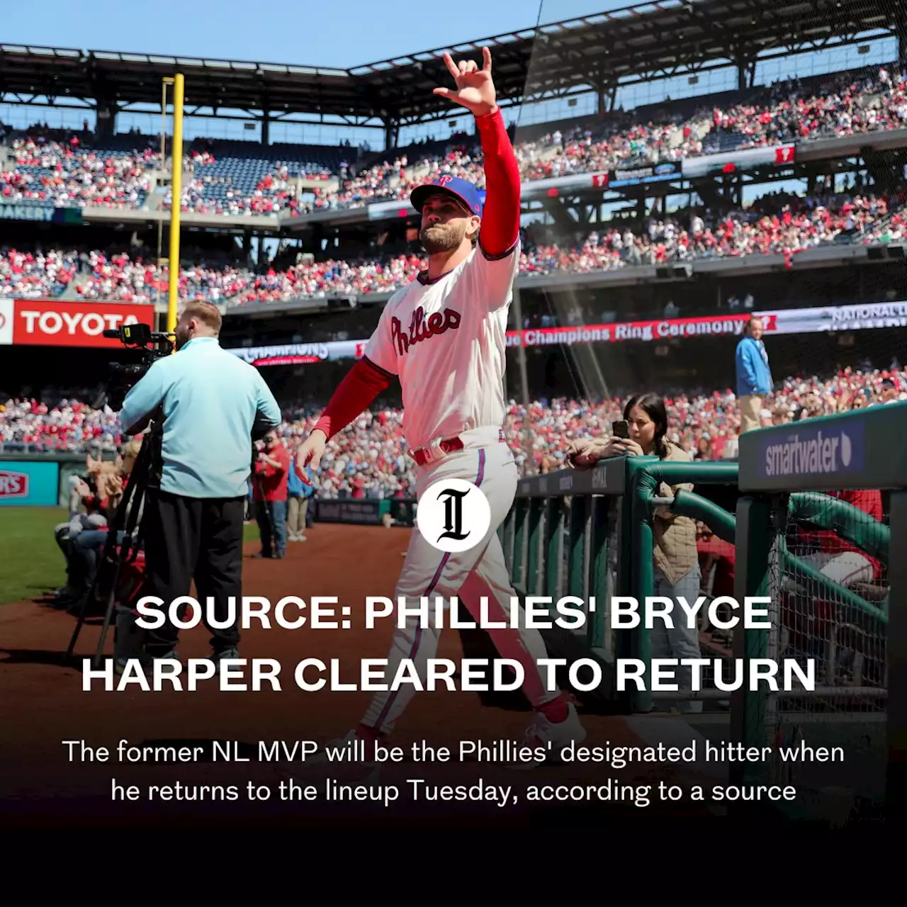 Source: Bryce Harper cleared to return, expected to be in Phillies’ lineup Tuesday