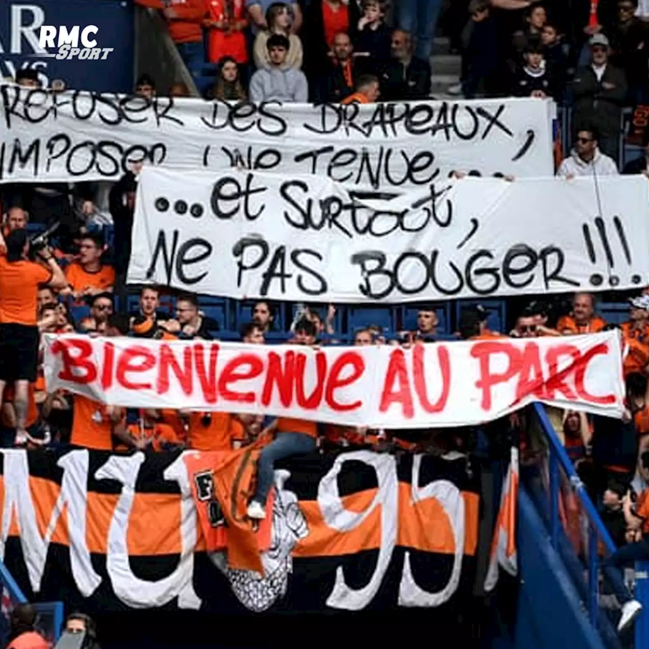 PSG-Lorient: la banderole des supporters bretons contre la direction du PSG et en soutien aux fans parisiens