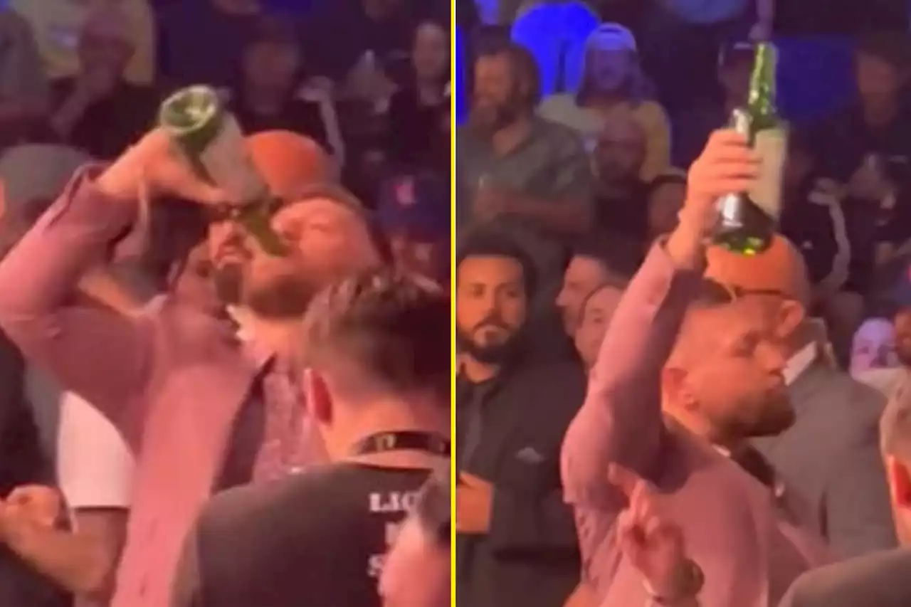 Watch Conor McGregor down Proper 12 whiskey as fans cheer him on at bare-knuckle boxing event