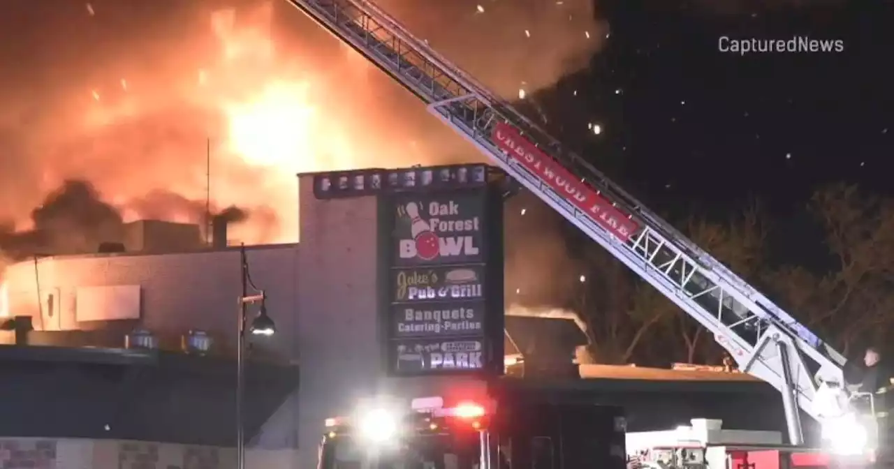 Bowling alley total loss after fire in Oak Forest, fire accidental