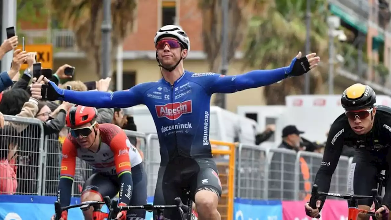 Groves wins chaotic stage five of Giro after dog causes Evenepoel crash