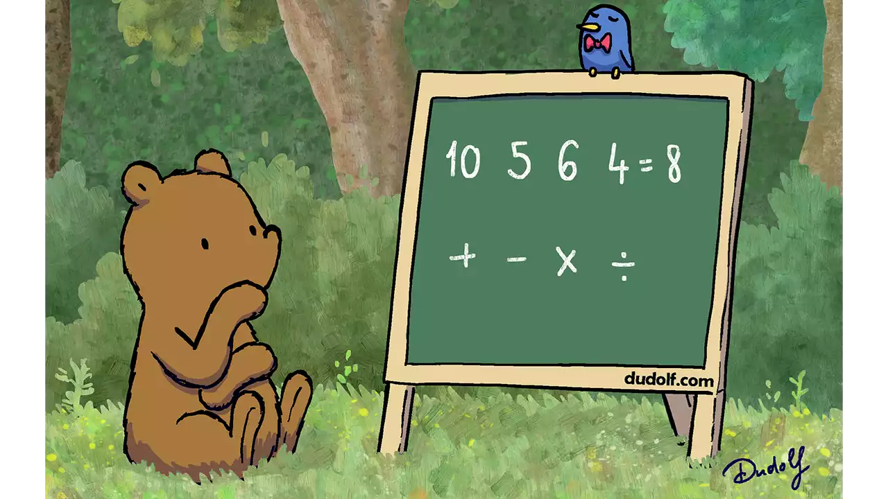 Math brain teaser: Can you help the bear solve this equation?