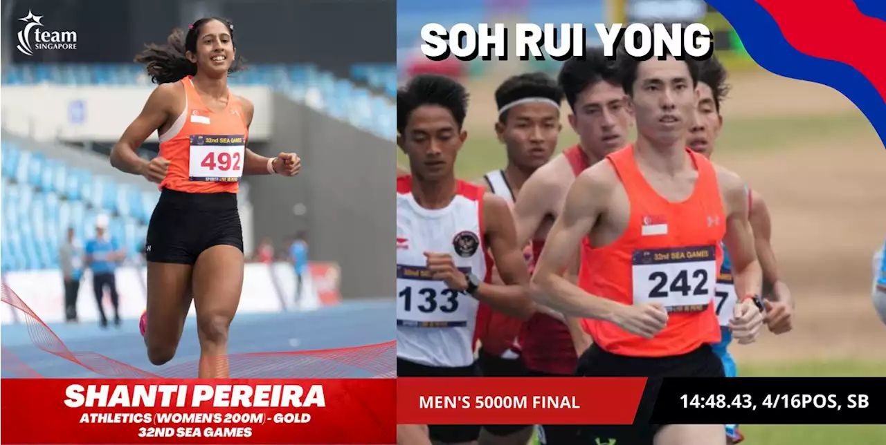 Shanti Pereira breaks SEA Games 200m record, Soh Rui Yong misses out on medal in 1,500m event - Singapore News