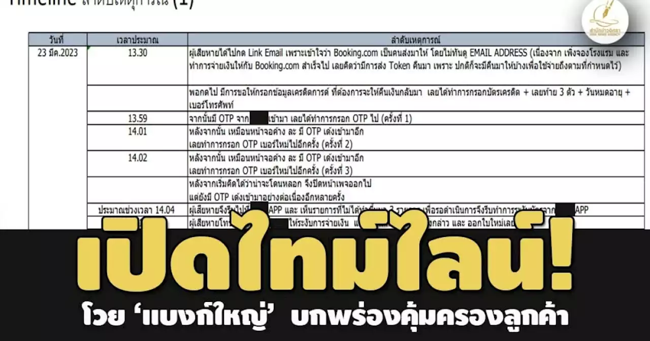 เปิดไทม์ไลน์! เหยื่อมิจฉาชีพโวยแบงก์ใหญ่ บกพร่องคุ้มครองลูกค้า หลังถูกหลอกดูดเงินนับแสน