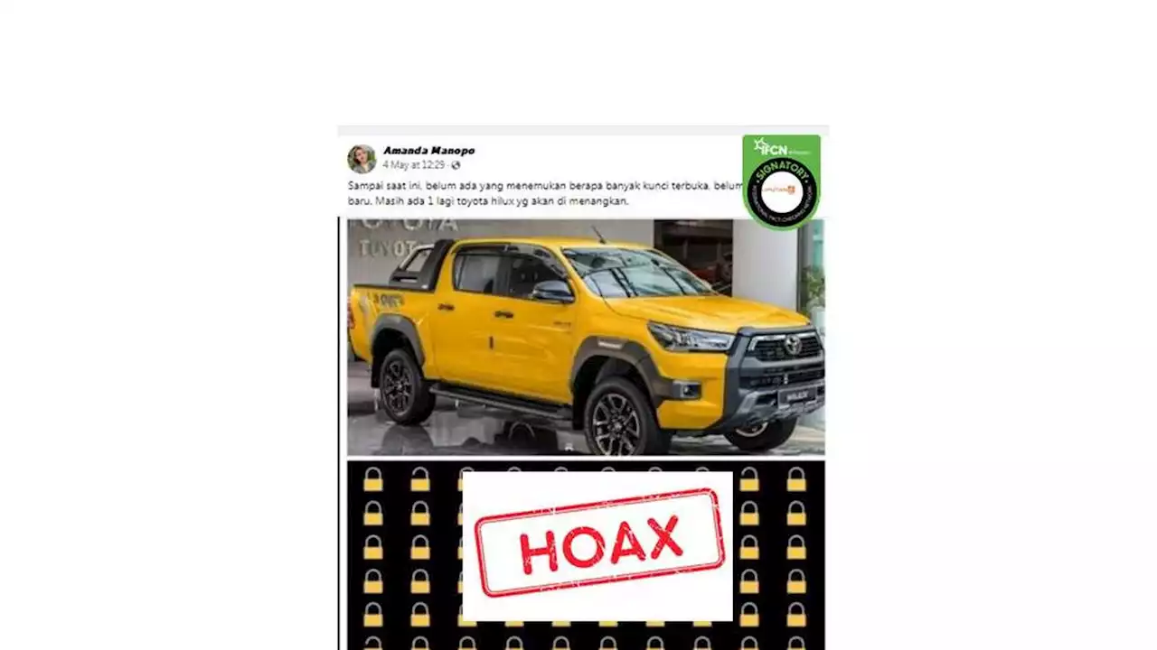 Cek Fakta: Hoaks Amanda Manopo Bagikan Toyota Hilux Hanya Dengan Menemukan Gambar Gembok Terbuka di Facebook