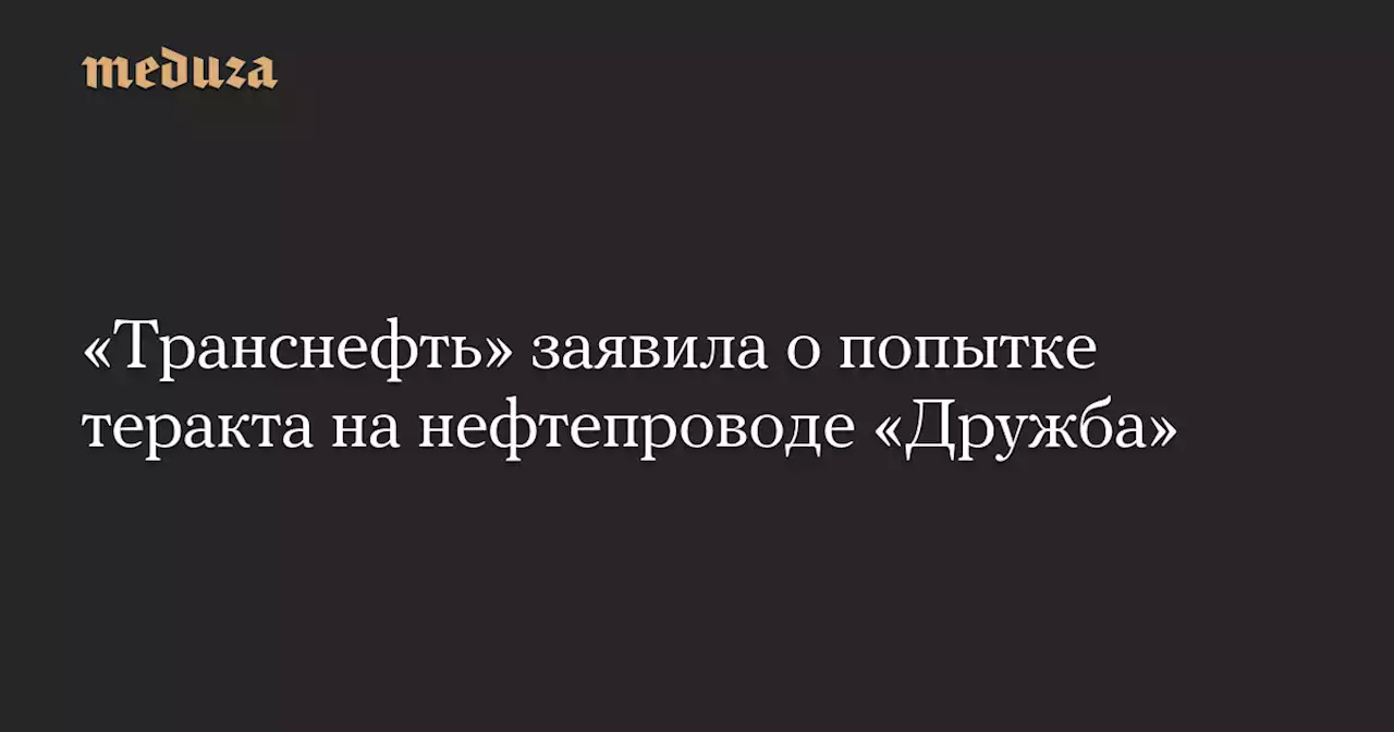 «Транснефть» заявила о попытке теракта на нефтепроводе «Дружба» — Meduza