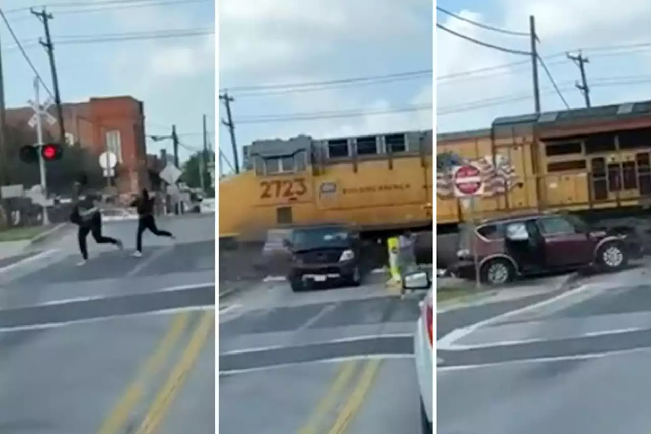 Dramatic video shows Texas family barely escape before train barrels into SUV