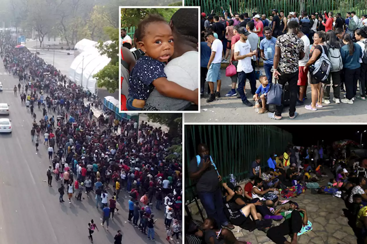 Thousands of Central American migrants pour into Mexican processing center on way to US