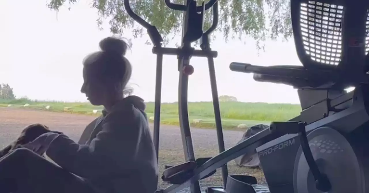 Stacey Solomon works up a sweat in private gym she found covered in cobwebs