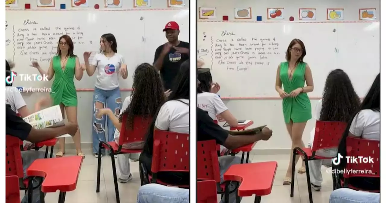 Profesora rompe corazones en las redes y provoca revuelo por su vestimenta para hacer clases