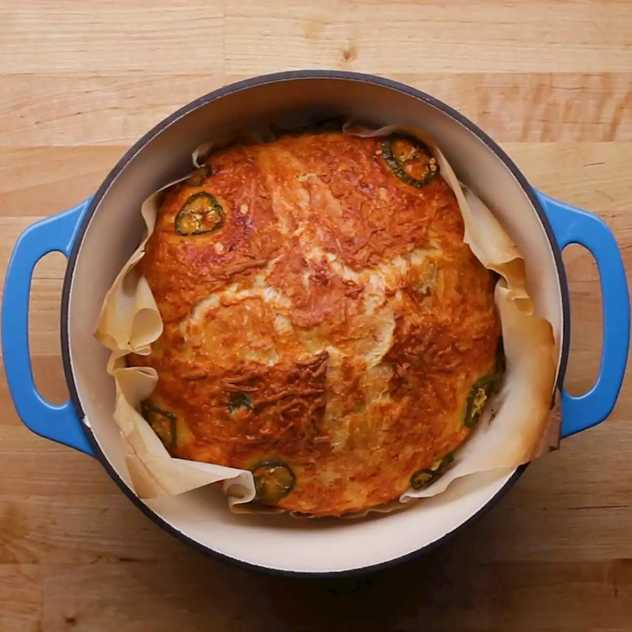 Dutch Oven Jalapeño Cheddar Bread Recipe by Tasty