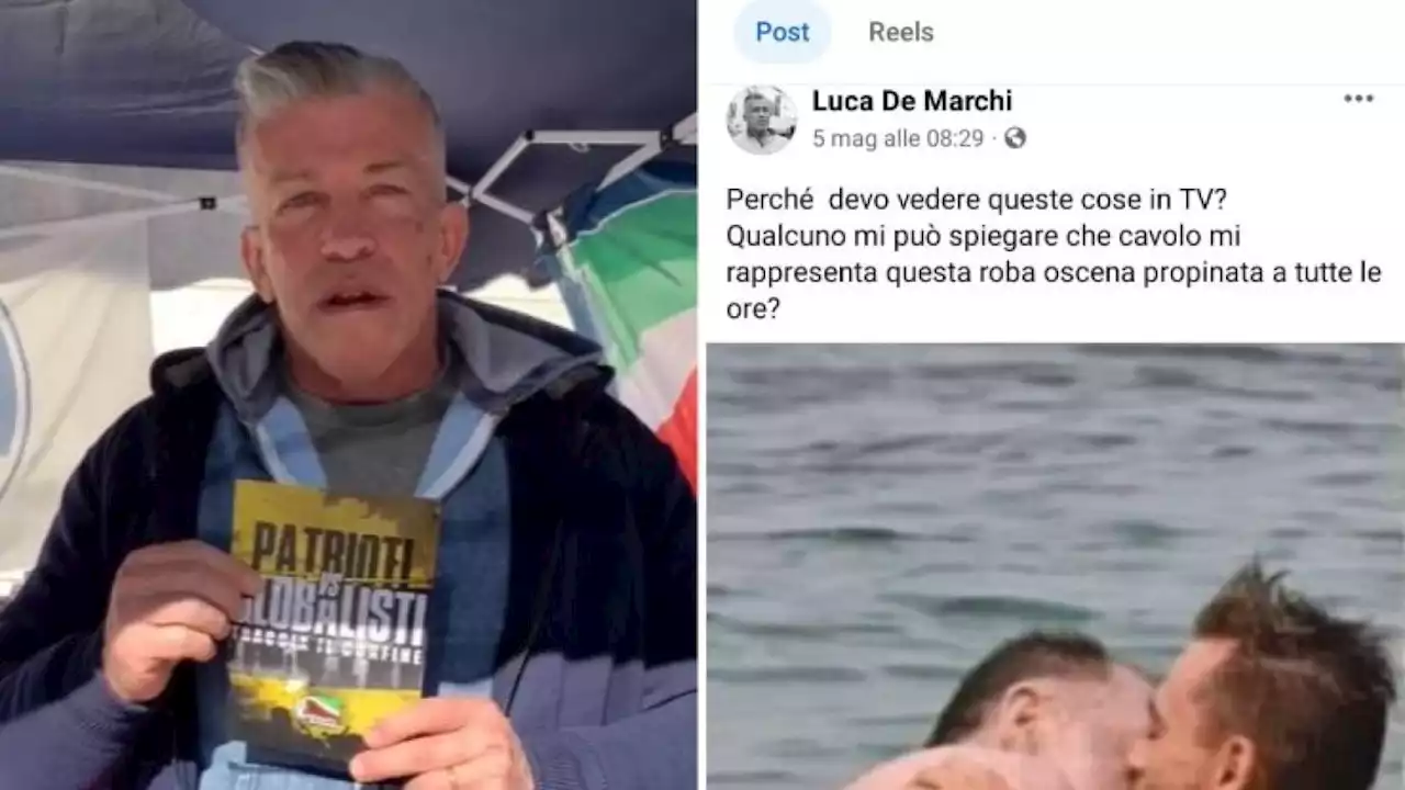 Luca De Marchi, esponente FdI di Mantova, e il bacio «osceno» tra Cecchi Paone e il compagno: polemica sui social