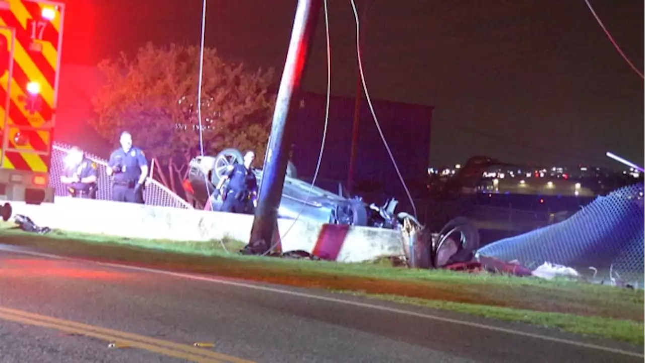 Rollover crash knocks down power lines, destroys utility pole near airport, SAPD says