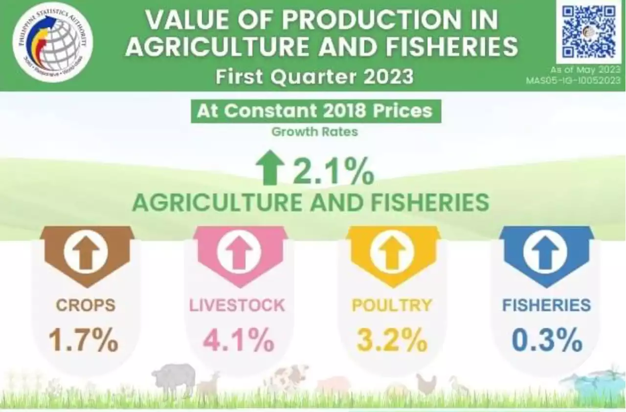 PH's P428-B Q1 agricultural output shows annual growth of 2.1%—PSA report