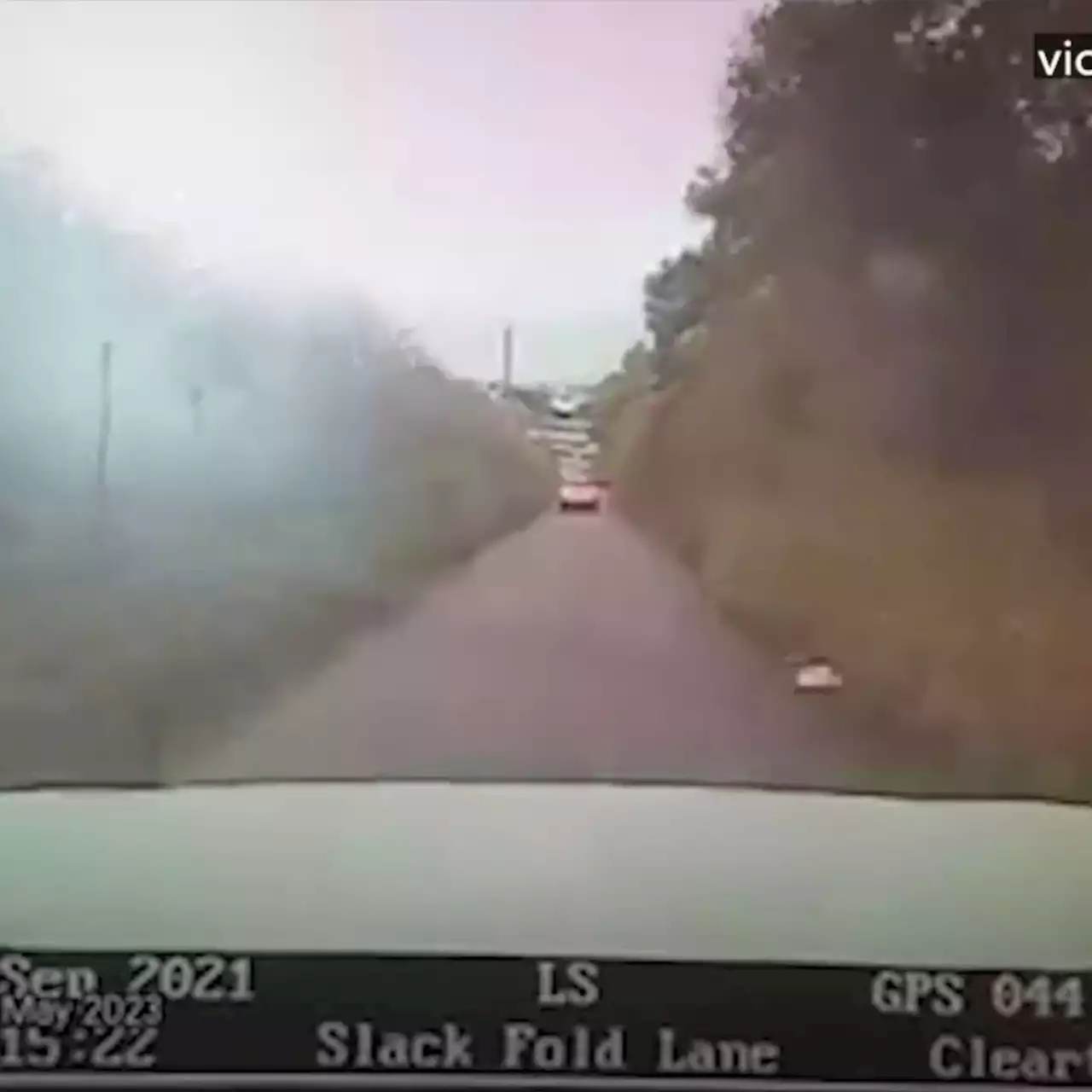 Dramatic moment car FLIPS while being chased by cops before driver flees scene