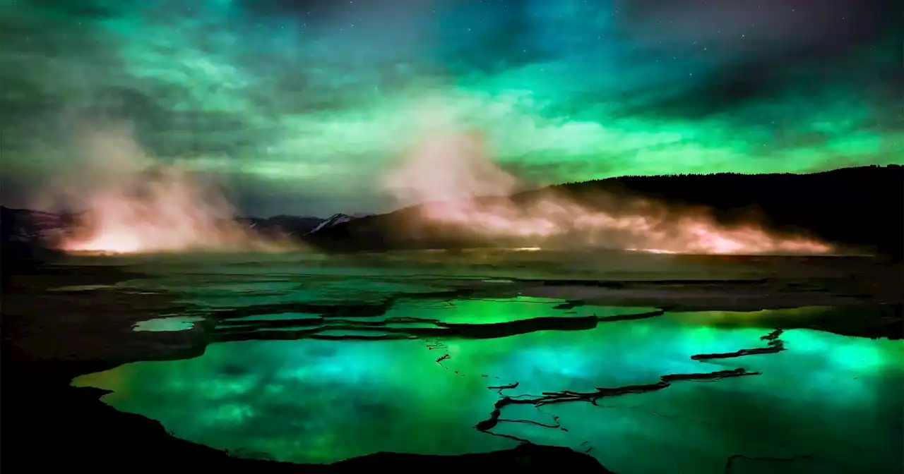 Photographing the Northern Lights Through Yellowstone’s Thermal Pools