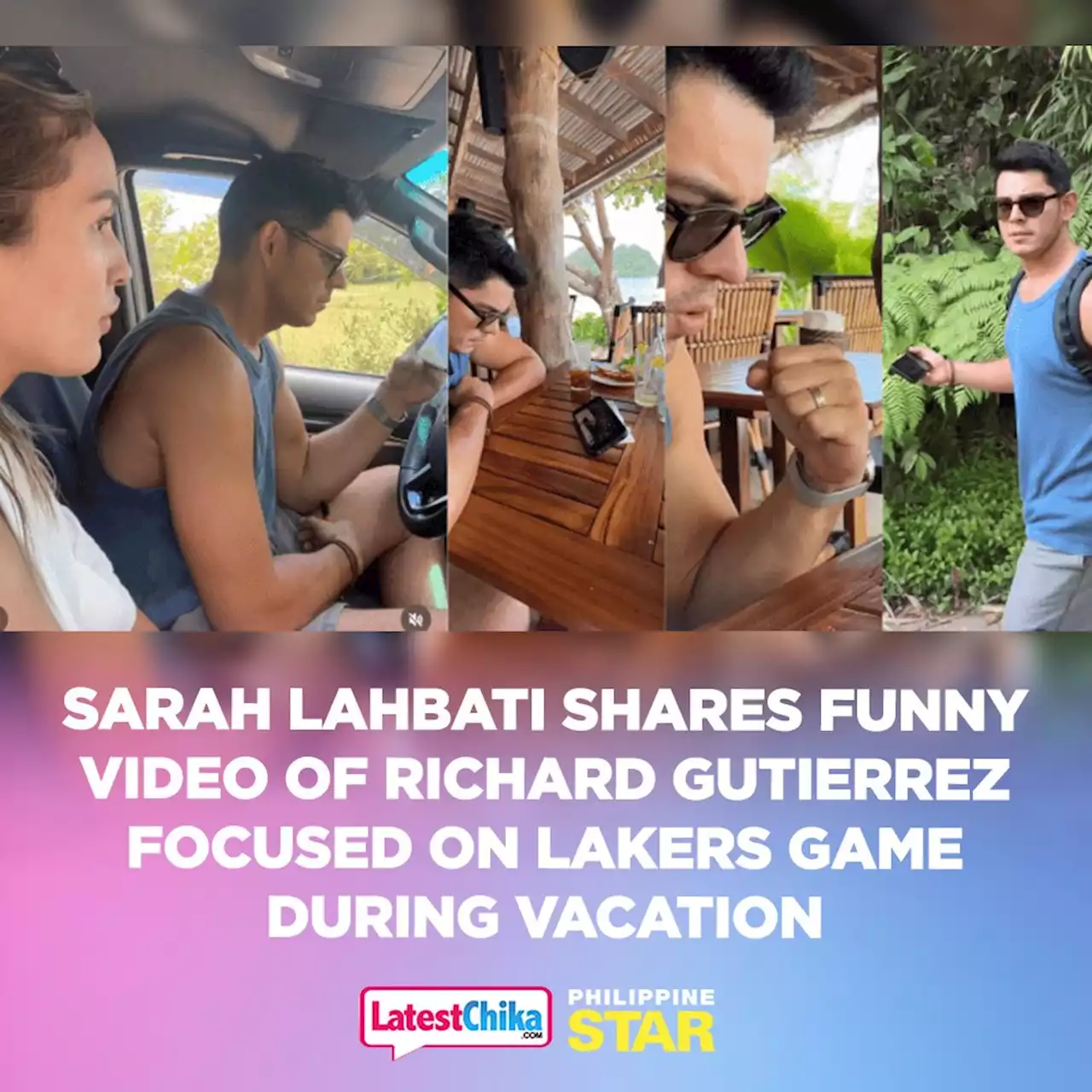 Sarah Lahbati shares funny video of Richard Gutierrez focused on Lakers game during vacation - Latest Chika