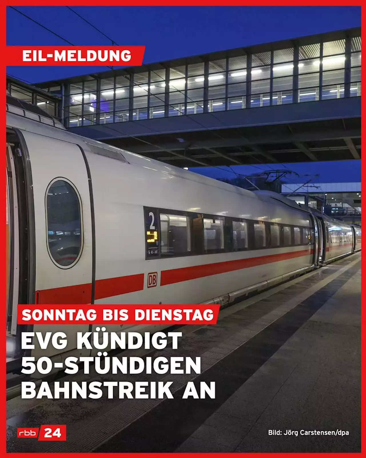 EVG kündigt 50-stündigen Warnstreik bei der Bahn an