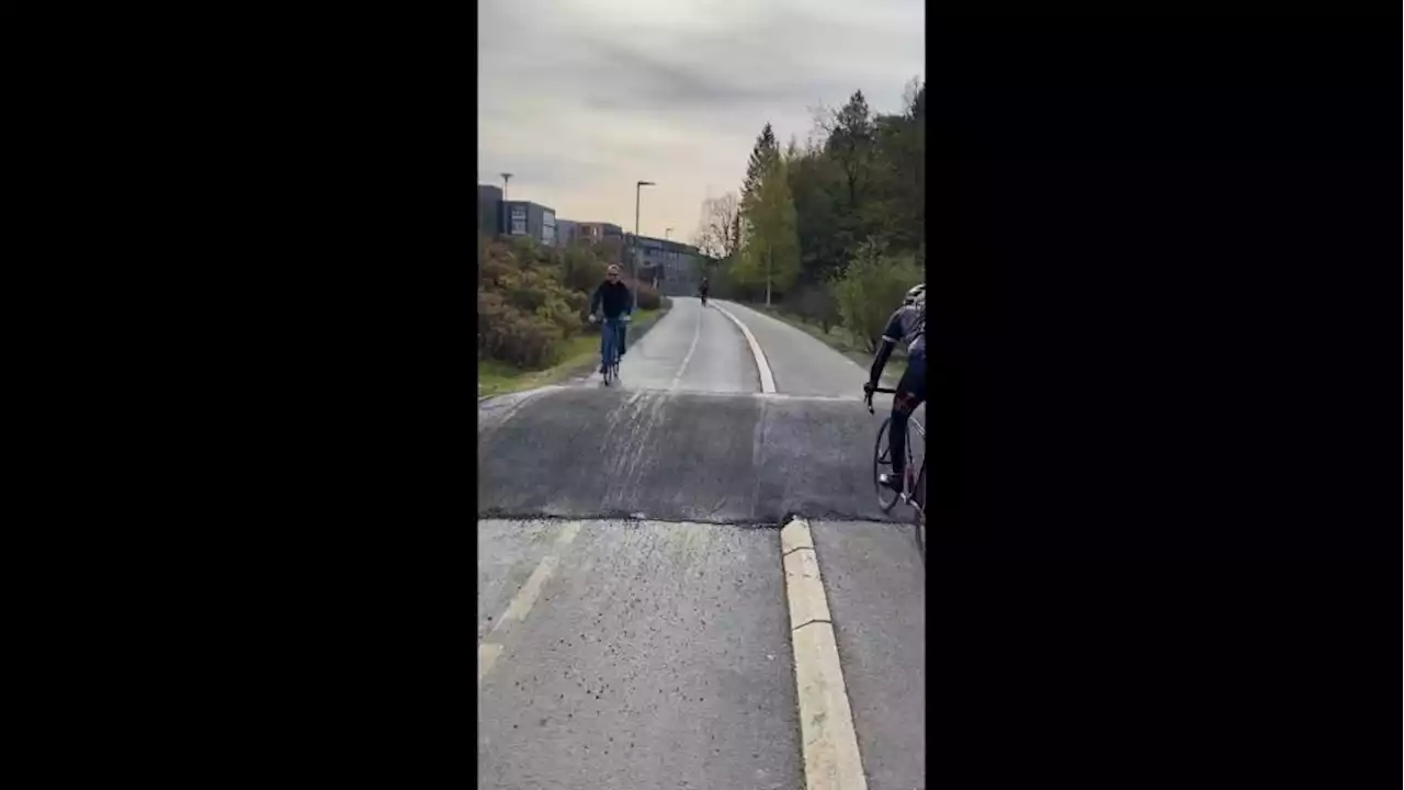 BMX jump cycle lane — cycling route has the mother of all speed bumps installed; Fallout from Giro crash chaos — Dainese relegated (PLUS: Cav + Remco updates) + more on the live blog