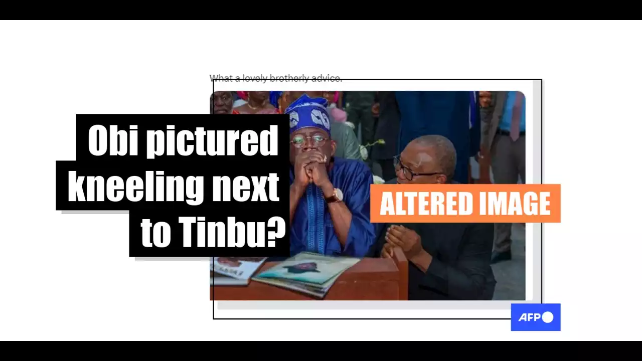 Doctored photo falsely portrays Nigerian opposition leader kneeling next to president-elect