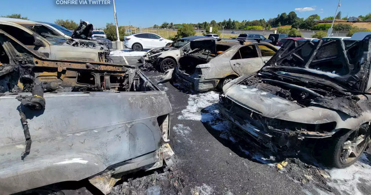 Crews extinguish multiple simultaneous car fires at Antioch eBART lot