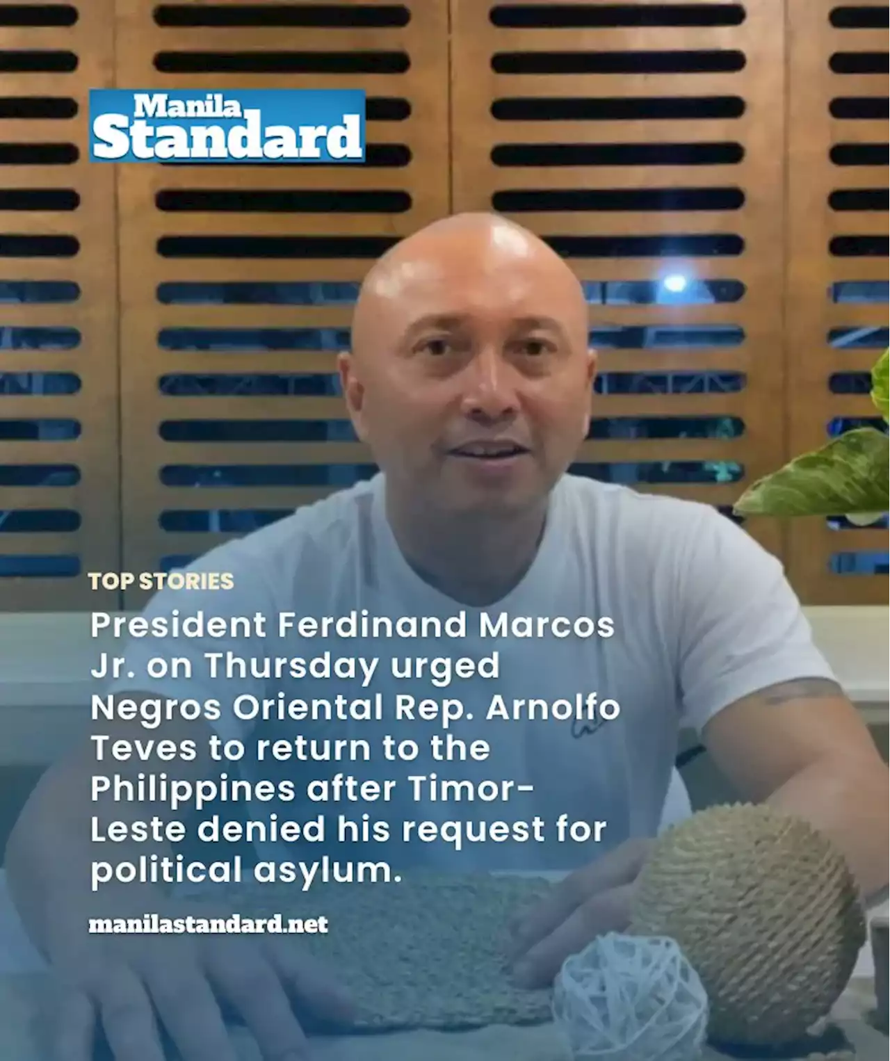 Coming home is best, Marcos advises Teves