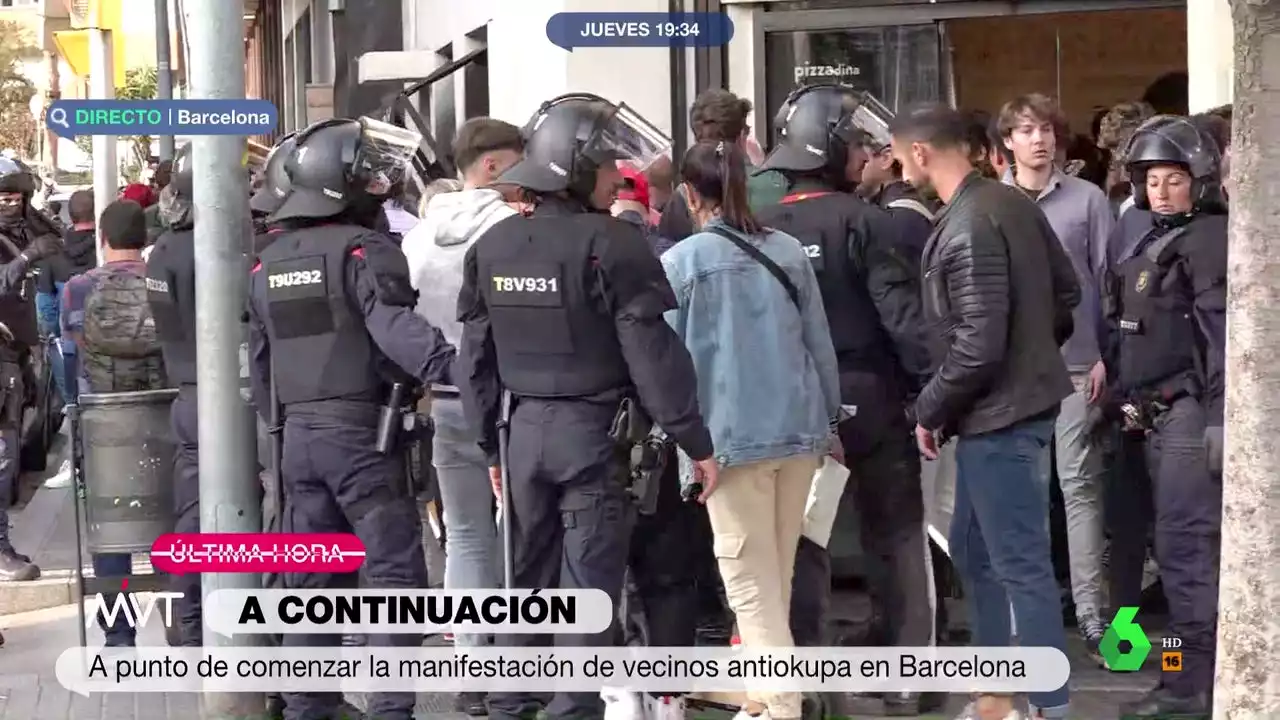 Las dos manifestaciones antagónicas de okupas y antiokupas en Barcelona se desarrollan sin altercados