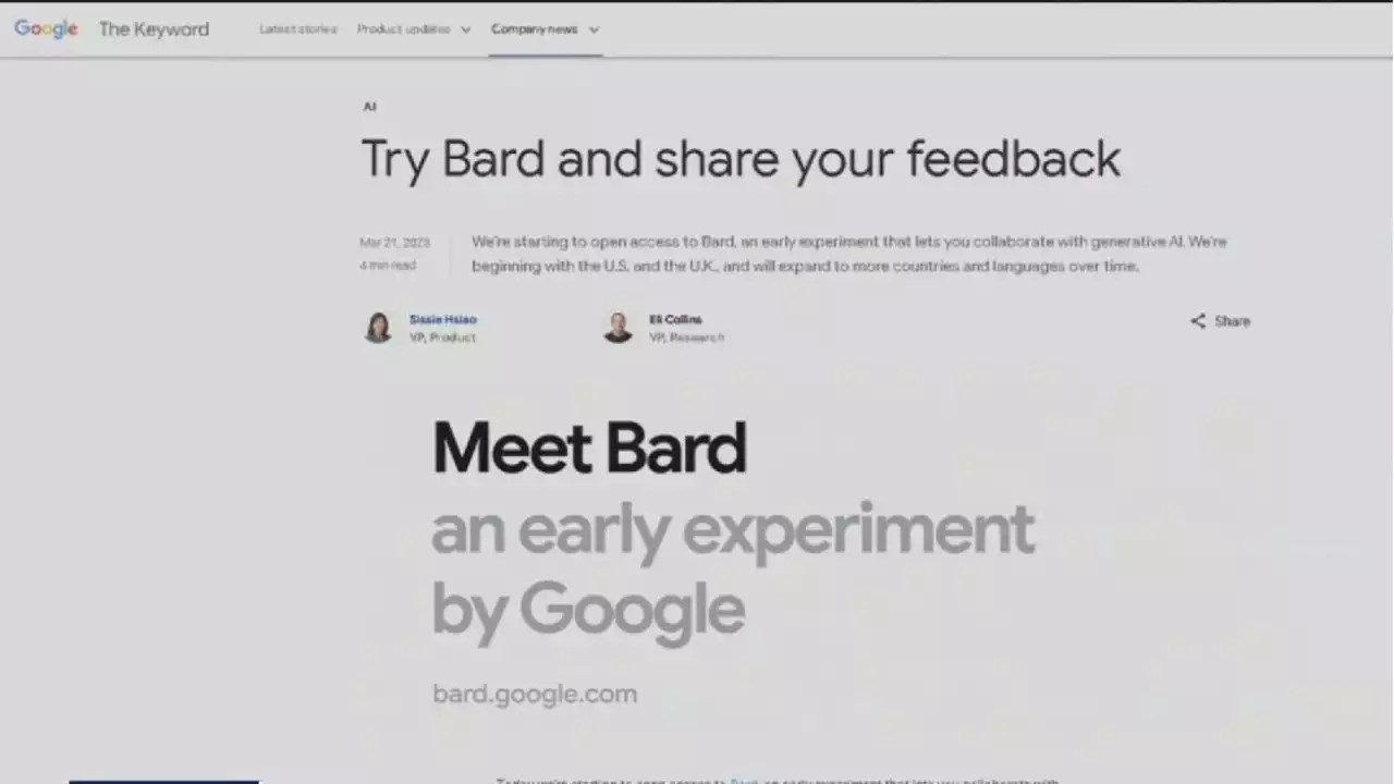 Google 'Bard': Company enhances search engine with Artificial Intelligence