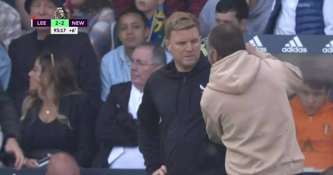 Leeds United fan invades dugout and 'shoves' Newcastle boss Eddie Howe