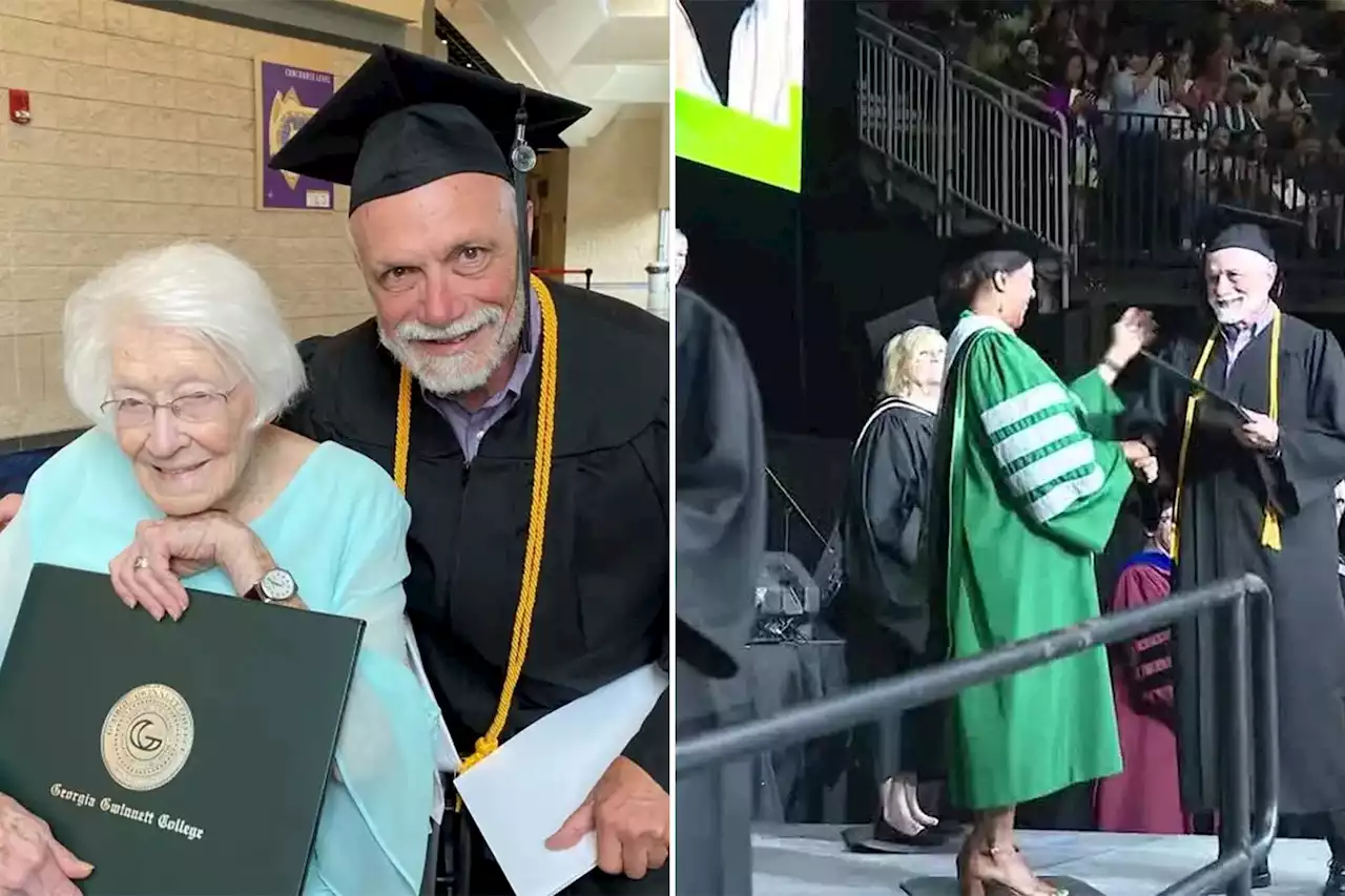 Georgia man Sam Kaplan, 72, graduates college with his 98-year-old mother in attendance