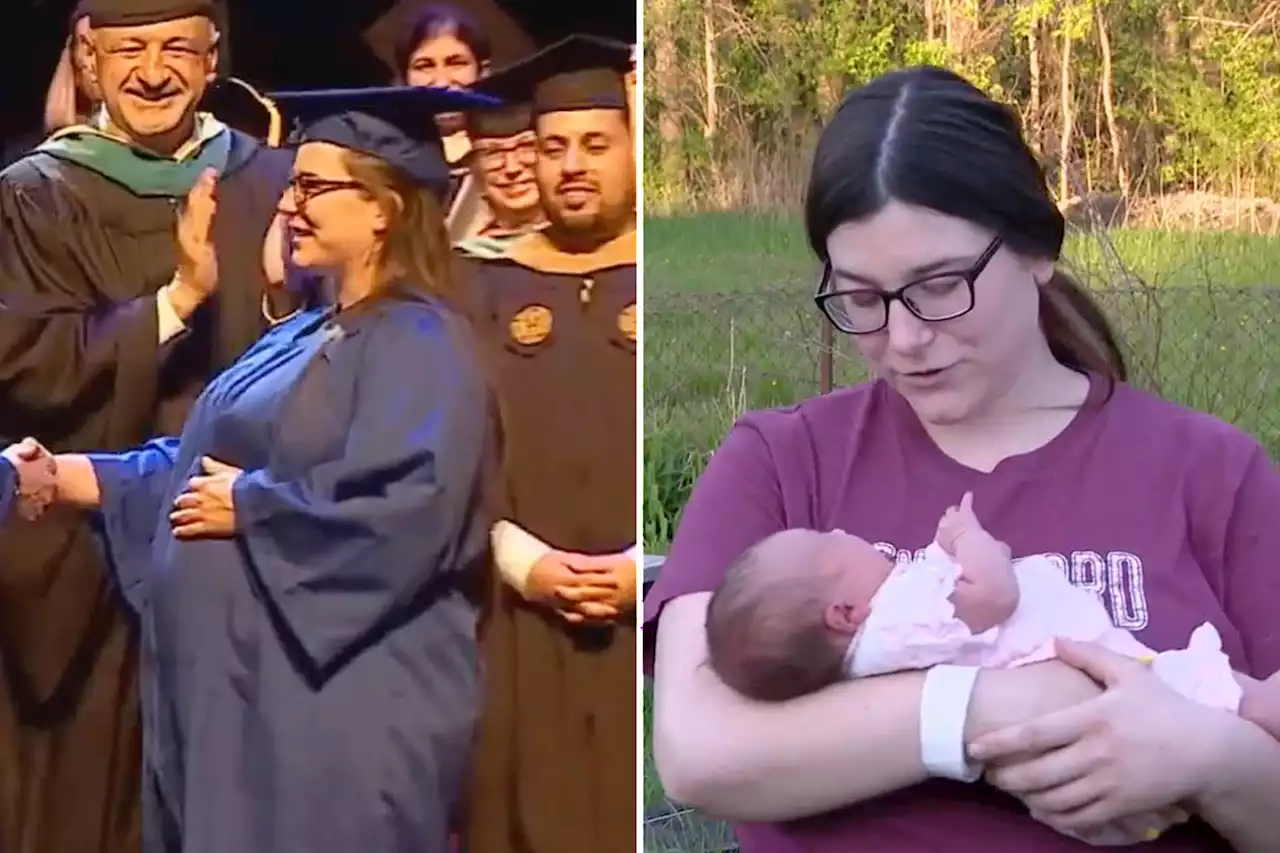 Michigan woman receives college diploma at graduation while in labor