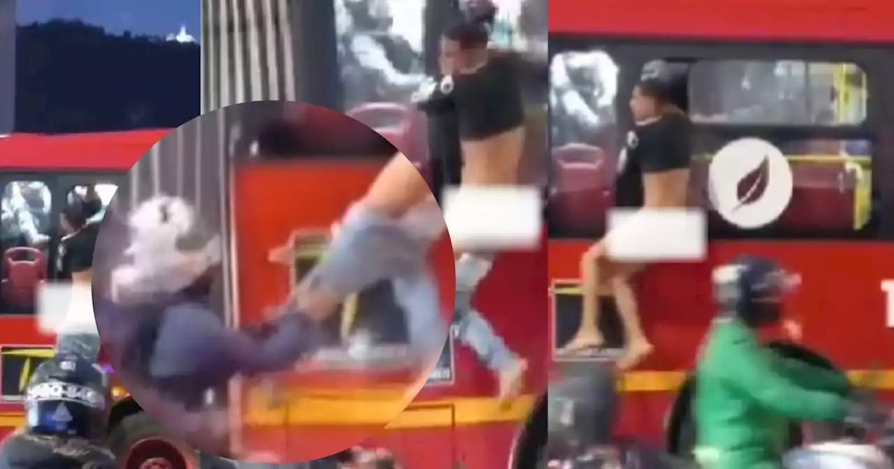 (VIDEO) Quedó con el ‘fundillo’ rojo: A nalgadas agarraron a presunto ladrón en TransMilenio