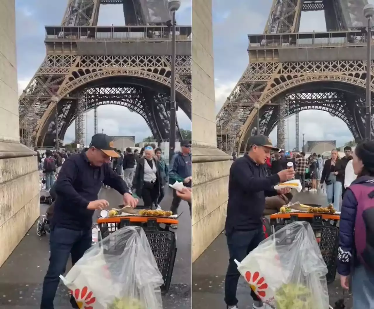 “Maíz, maíz, maíz”: colombiano conquistó la Torre Eiffel, en París, vendiendo mazorcas - Pulzo