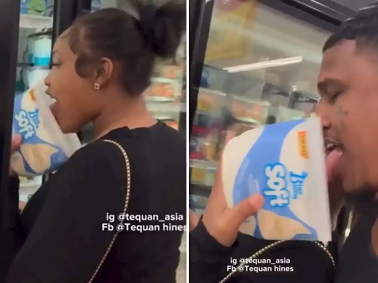 Couple who filmed themselves licking ice cream and returning it to freezer say they faked it