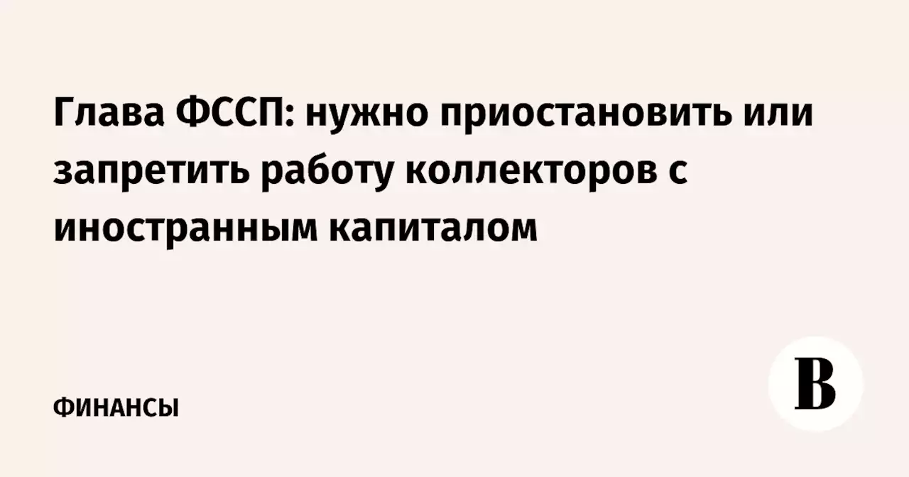 Глава ФССП: нужно приостановить или запретить работу коллекторов с иностранным капиталом