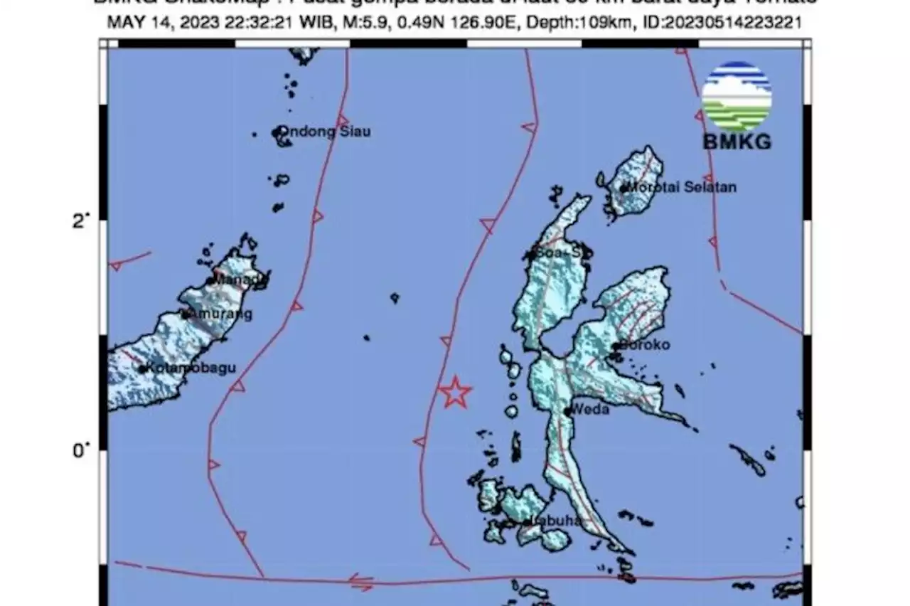 Gempa bermagnitudo 5,9 guncang Ternate